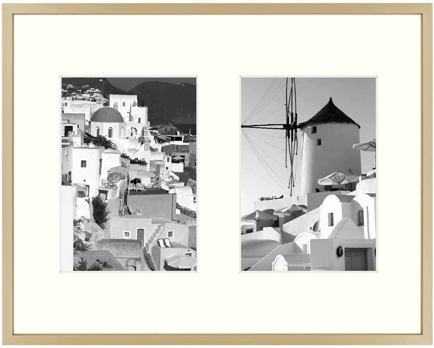 Golden State Art, 11x14 Black Photo Wood Collage Frame with Real Glass and White Mat displays (2) 5x7 Pictures