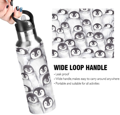 Nander Cute Koala Bears Water Bottle 22oz Double Wall Vacuum Insulated Leak Proof Stainless Steel Sports Water Bottle with Straw and Easy to Carry