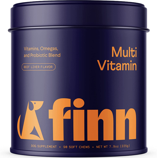 Finn All-in-1 Dog Multivitamin - Everyday Vitamin Supplement for Dogs with Probiotics, Omega-3s, Glucosamine + Chondroitin | Gut & Immune Health, Joint Support, Heart Health | 90 Soft Chew Treats