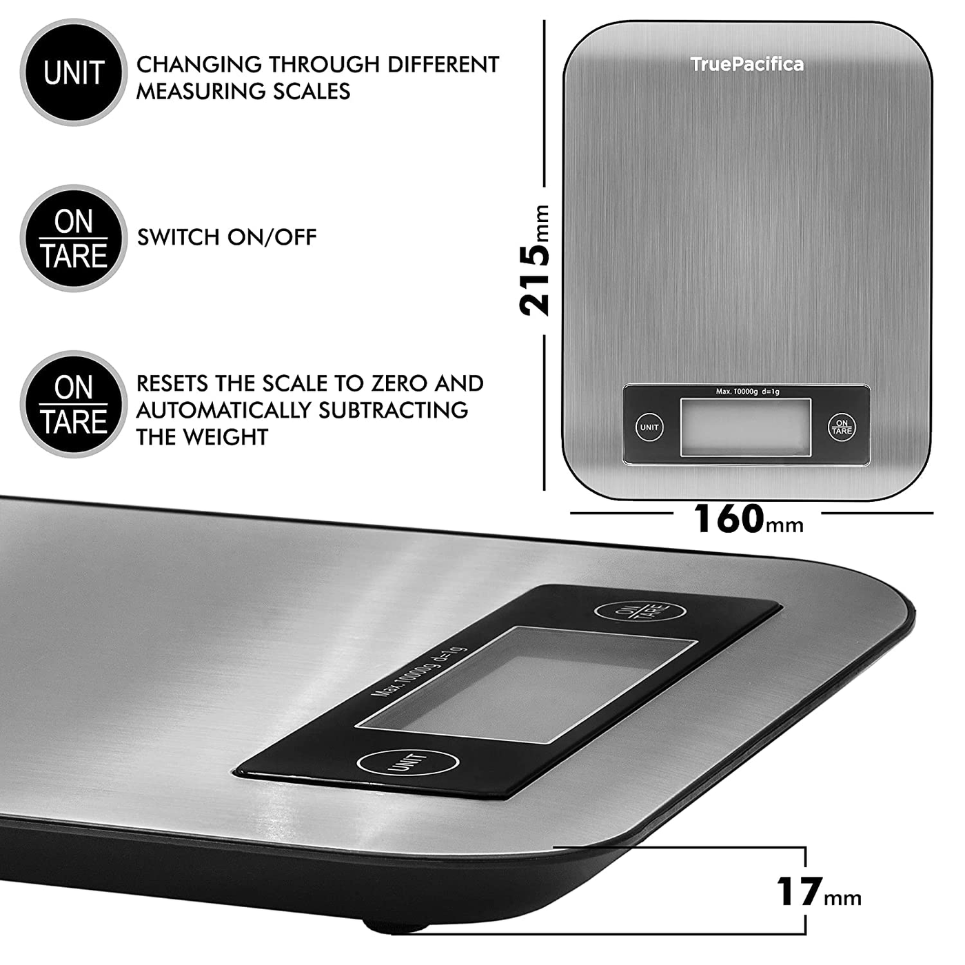 Large Food Scale with Weight in Grams and Ounces - 22lb Kitchen Digital Scale for Baking, Cooking, Weight Loss and More- Make Perfect Recipes by Measuring and Weighing with This Electronic Scale