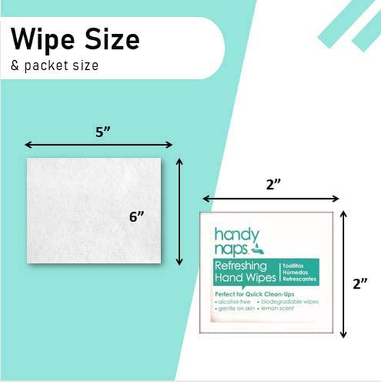 Handynaps Alcohol-Free Hand Wipes Case of 1000 Individually Wrapped Wipes with Fresh Lemon Scent and Gentle On The Skin