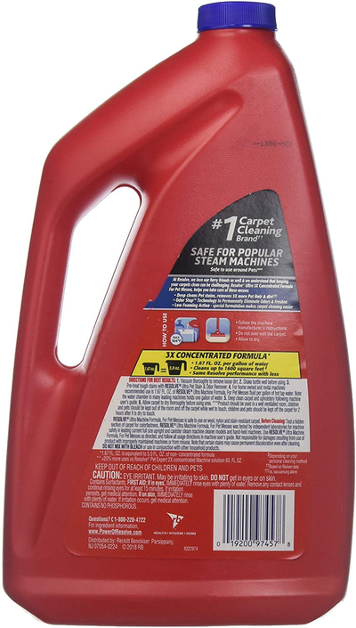 Resolve Ultra Pet Steam Carpet Cleaner Solution Shampoo, 48oz, 3X Concentrate, Safe for Bissell, Hoover & Rug Doctor