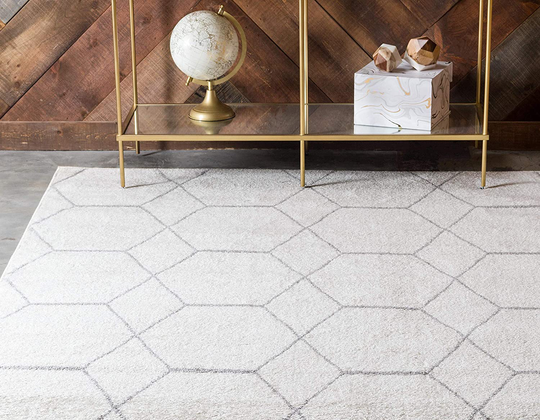 Unique Loom Trellis Frieze Collection Lattice Moroccan Geometric Modern Area Rug, 5 x 8 Feet, Ivory/Gray