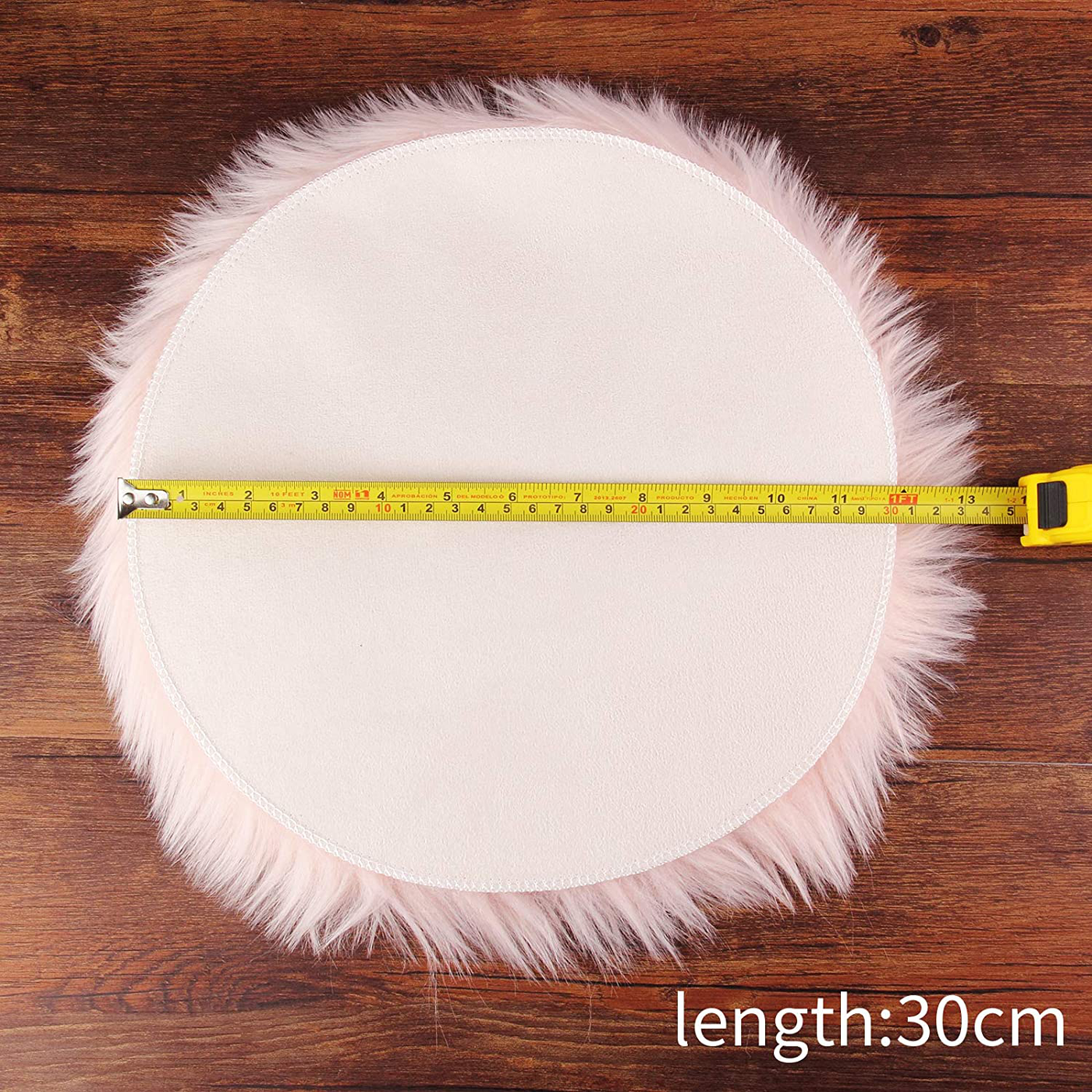 sansheng 2pieces 12inches Small Round Faux Fur Rug, Fluffy Rug for Photographing Background of Jewellery/Nail Pictures(Pink&White)