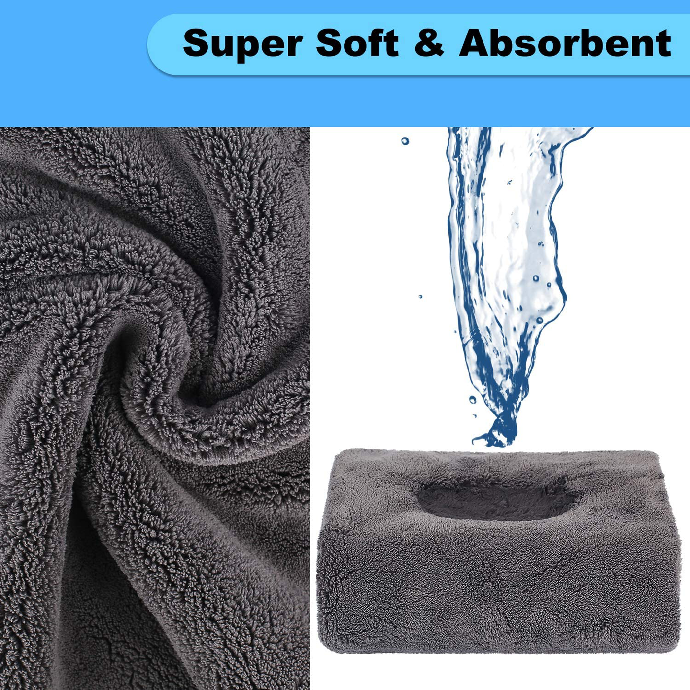 AUTODECO 3pcs Car Wash Cleaning Tools Kit Chenille Microfiber Waterproof Wash Mitt Extra Large Size Wash Glove with Highly Absorbent Drying Cleaning Towel Lint Free Scratch Free - 2 Mitt & 1 Towel