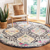 Safavieh Madison Collection MAD418Z Boho Diamond Distressed Non-Shedding Dining Room Entryway Foyer Living Room Bedroom Area Rug, 5' x 5' Round, Black / Yellow