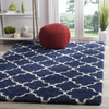 SAFAVIEH Hudson Shag Collection SGH282C Moroccan Trellis Non-Shedding Living Room Bedroom Dining Room Entryway Plush 2-inch Thick Area Rug, 3' x 3' Square, Navy / Ivory