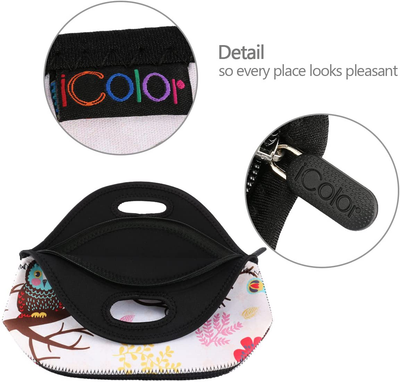 iColor Fashional Purple Hearts Boys Girls Insulated Waterproof Carrying Lunch Tote Bag Cooler Box Neoprene lunchbox Container Soft Case baby Handbag School Travel Outdoor Thermal bag YLB-049