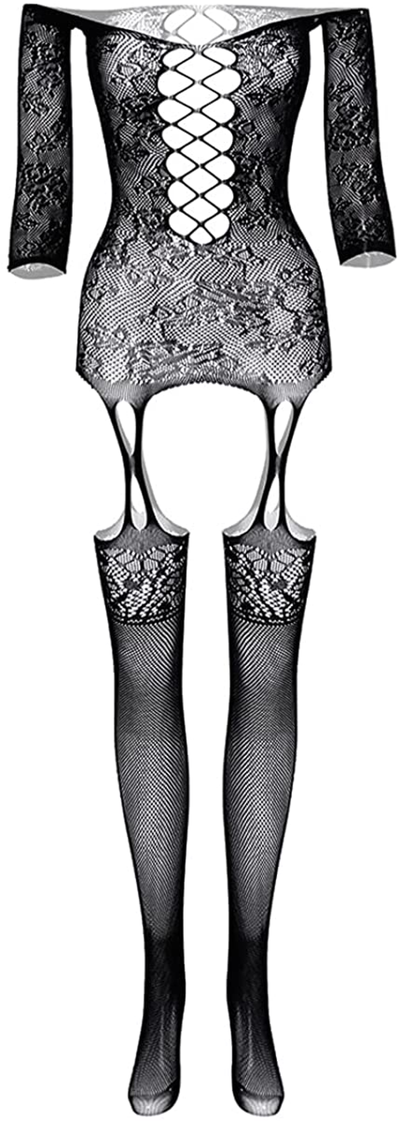 Women's Fishnet Bodystocking Crotchless Bodysuit 