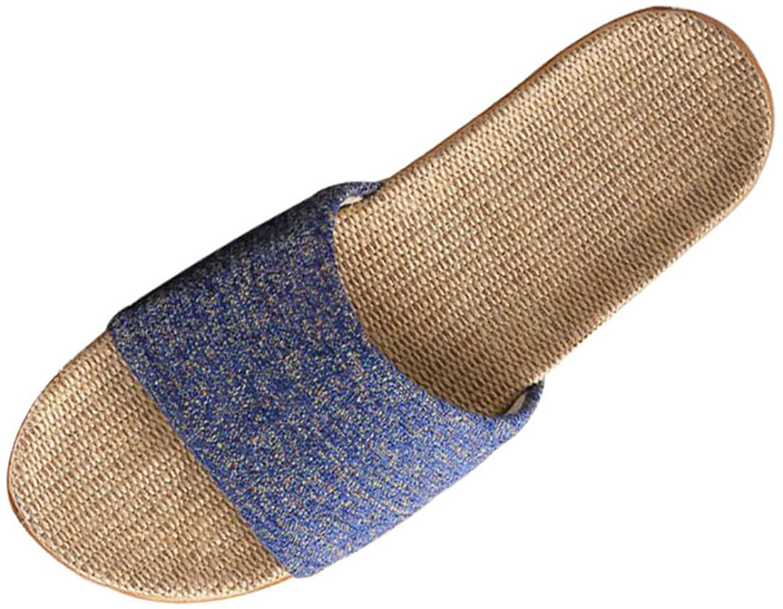 HUAIDE Linen Slippers for Women Men Flax Tatami Slippers Indoor Skid-Proof House Slipper Open Toe