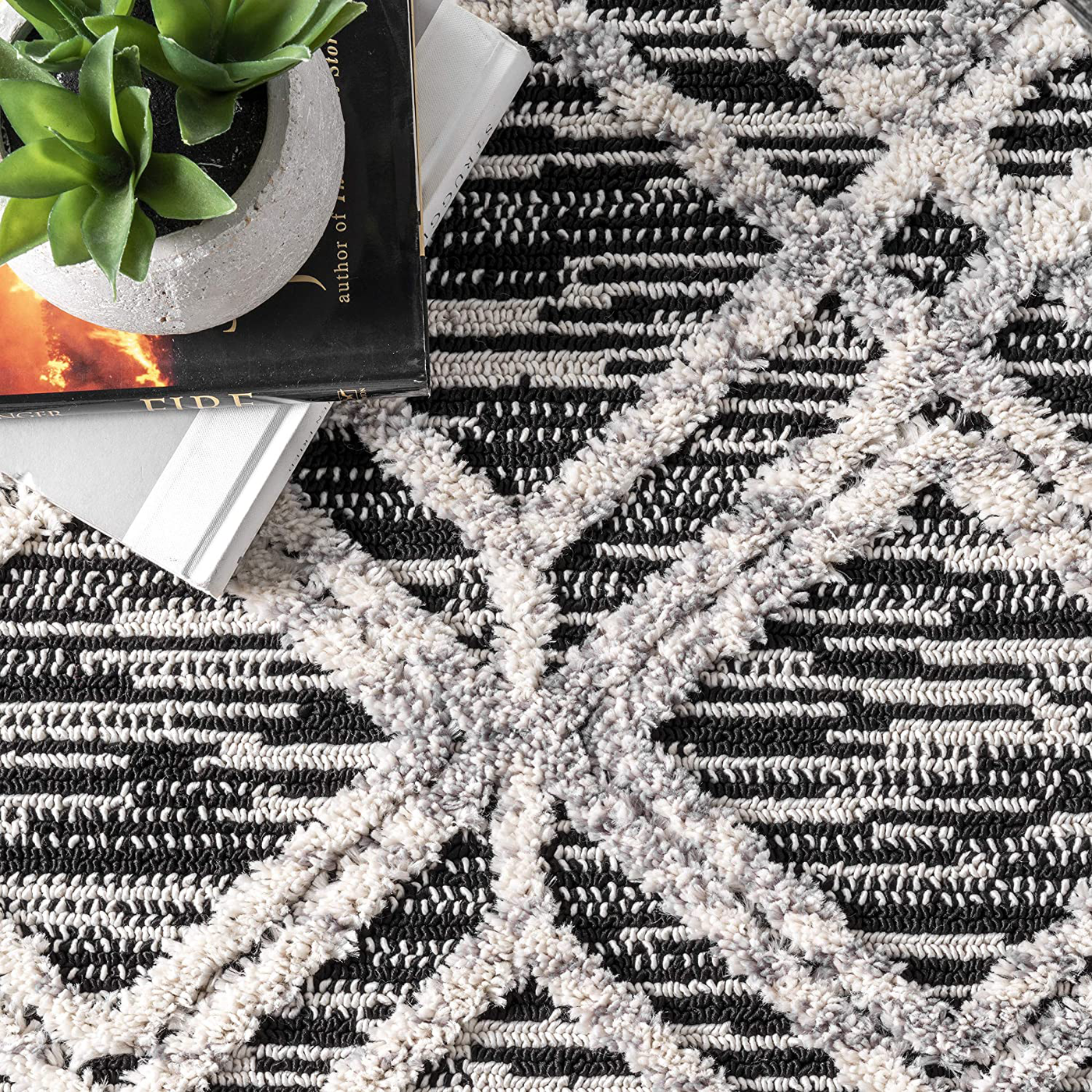 nuLOOM Ansley Soft Lattice Textured Tassel Area Rug, 10' x 14', Grey