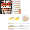 30 Piece BBQ Skewer Set, Flat & Round Metal Grill Barbecue Sticks with Wooden Handle