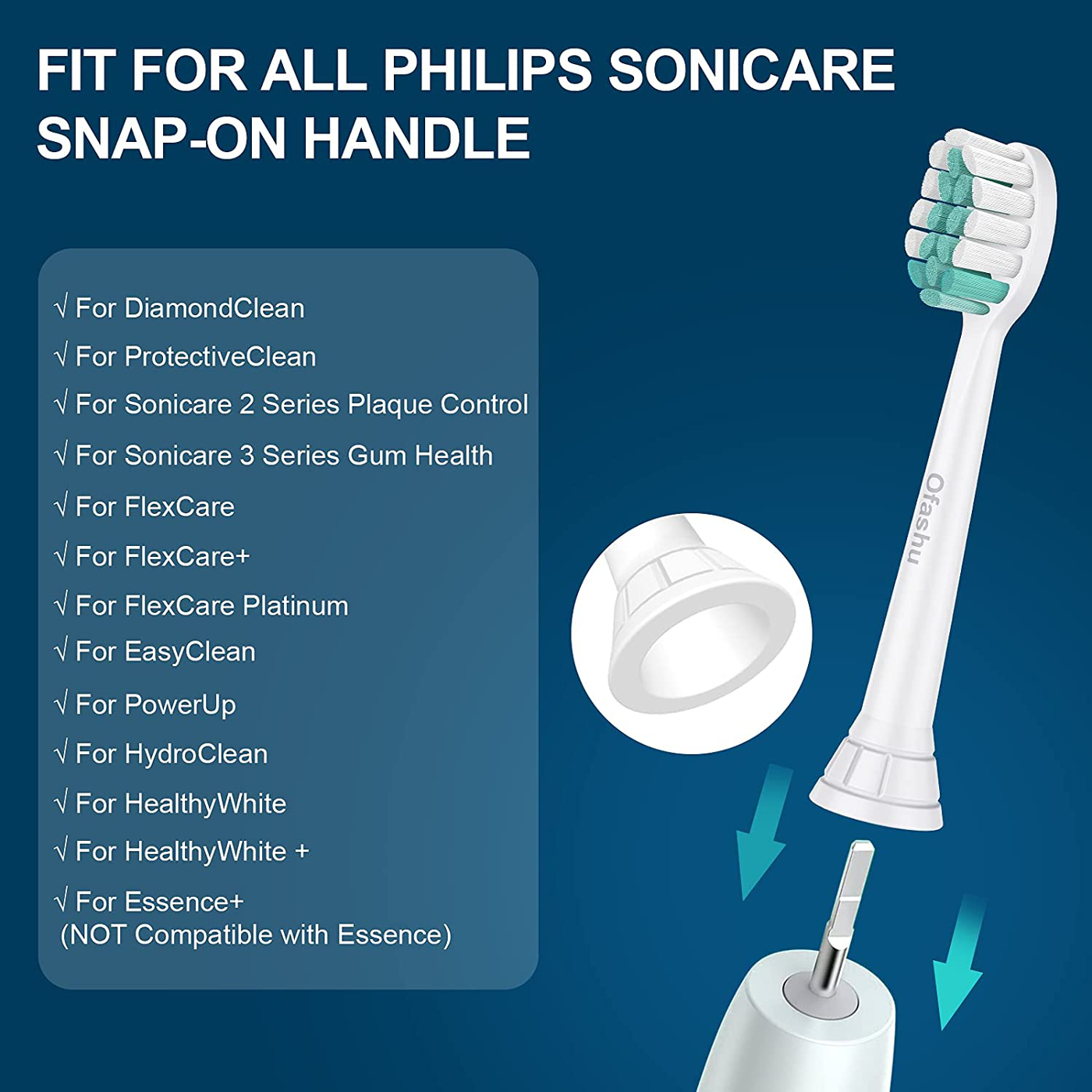 Replacement Brush Heads for Philips Sonicare - Compatible with HealthyWhite ProtectiveClean 4100 5100 Series 2 C1 C2 HX6810/50 HX9023/69