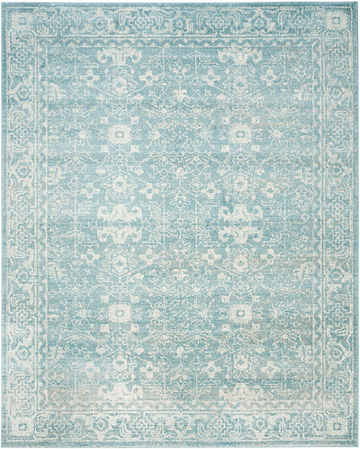 Safavieh Evoke Collection EVK270D Shabby Chic Distressed Non-Shedding Stain Resistant Living Room Bedroom Area Rug, 3' x 5', Light Blue / Ivory