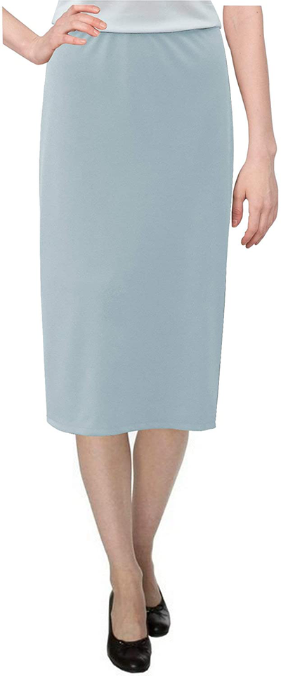 Baby'O Women's Basic Modest 26" Below The Knee Length Stretch Knit Straight Skirt