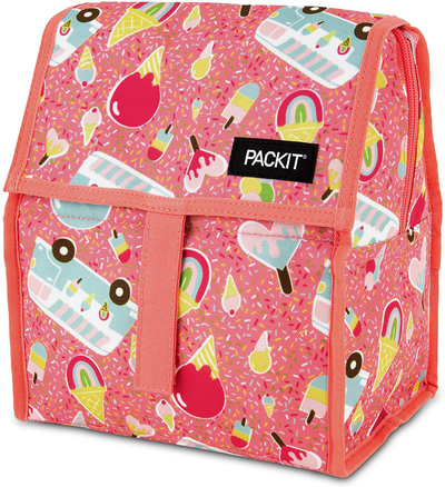 PackIt Freezable Lunch Bag with Zip Closure, Ice Cream Social