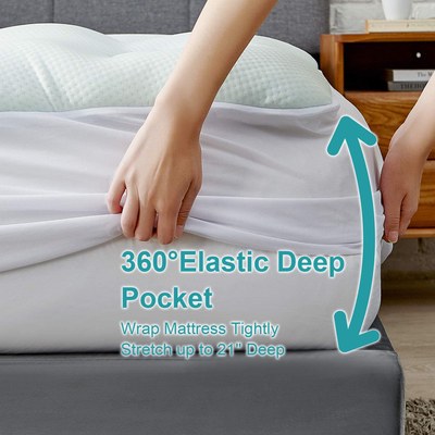 Hansleep Full Memory Foam Mattress Pad Topper, Cooling Gel Bamboo Mattress Pad Fluffy Mattress Protector with Deep Pocket, Breathable Air Mattress Topper Cover, 54x75 Inches