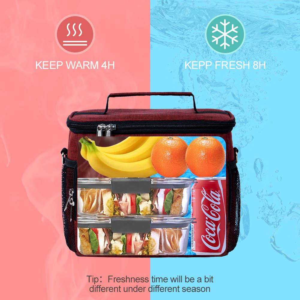 Insulated Lunch Bag for Women/Men - Reusable Lunch Box for Office Work School Picnic Beach - Leakproof Cooler Tote Bag Freezable Lunch Bag with Adjustable Shoulder Strap for Kids/Adult-Stripe