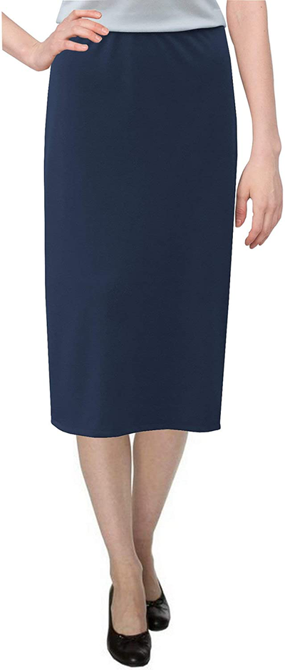 Baby'O Women's Basic Modest 26" Below The Knee Length Stretch Knit Straight Skirt