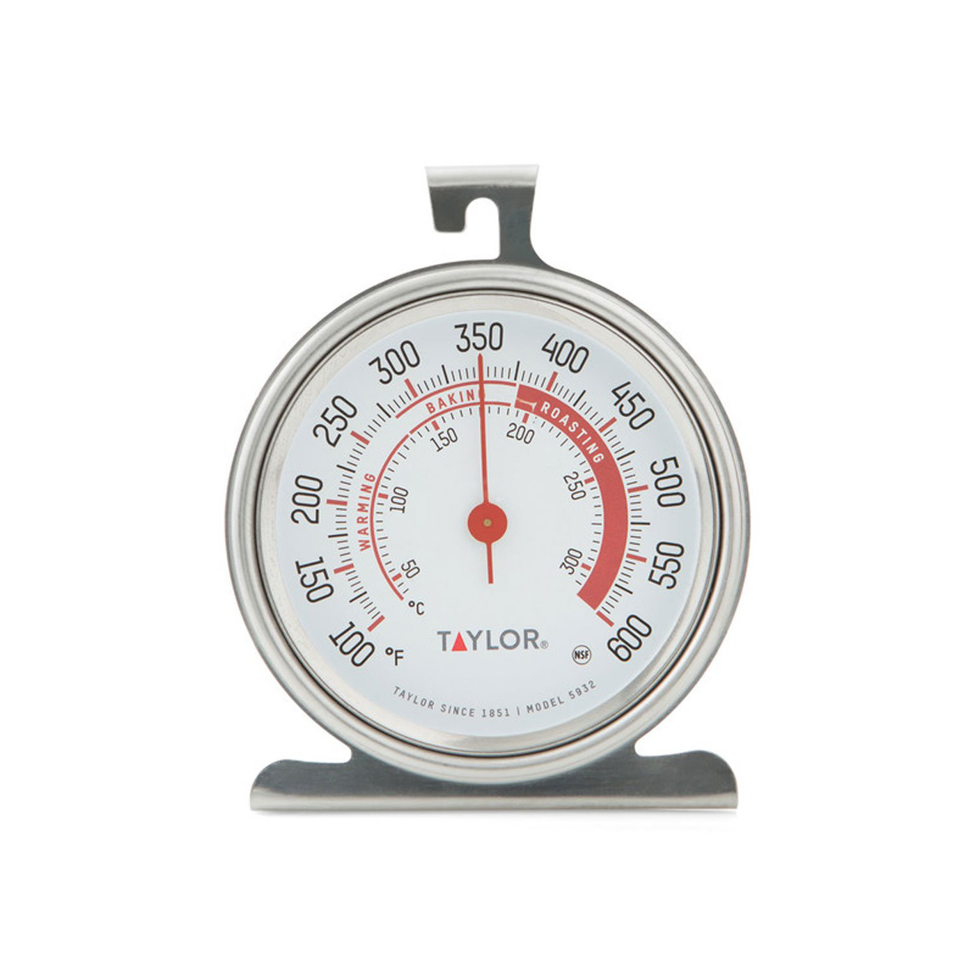 Taylor Precision Products 5932 Large Dial Kitchen Cooking Oven Thermometer, 3.25 Inch Dial, Stainless Steel