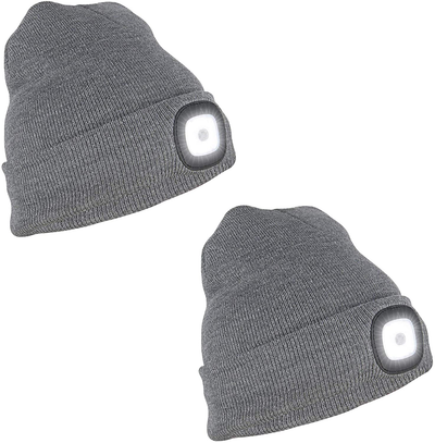 Knitted Unisex Beanie Hat with Light, USB Rechargeable LED Headlamp Flashlight Hat