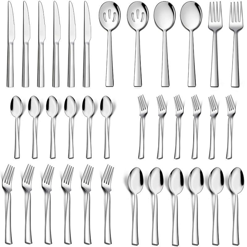 36-Piece Stainless Steel Flatware Set With Serving Utensils