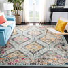 Safavieh Madison Collection MAD418K Boho Diamond Distressed Non-Shedding Stain Resistant Living Room Bedroom Area Rug, 3' x 3' Square, Blue / Yellow