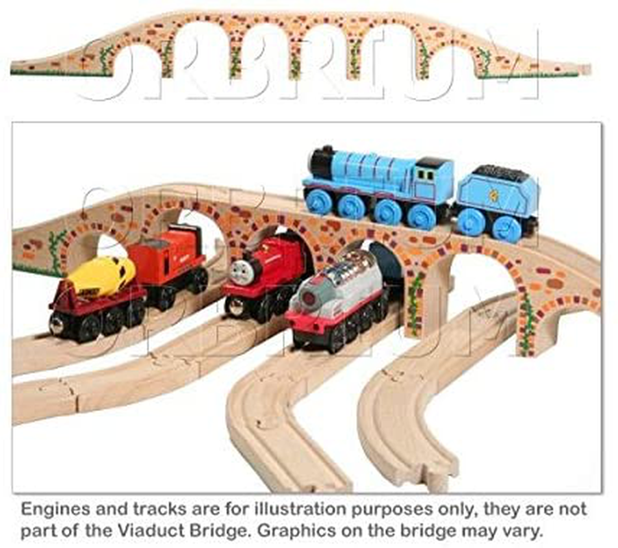 Orbrium Toys 6 Arches Viaduct Bridge for Wooden Railway Track Fits Thomas Trains Brio set