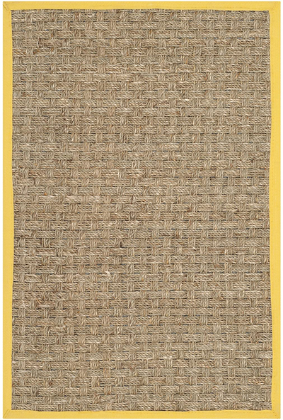 Safavieh Natural Fiber Collection NF114X Border Basketweave Seagrass Accent Rug, 2' x 3', Gold