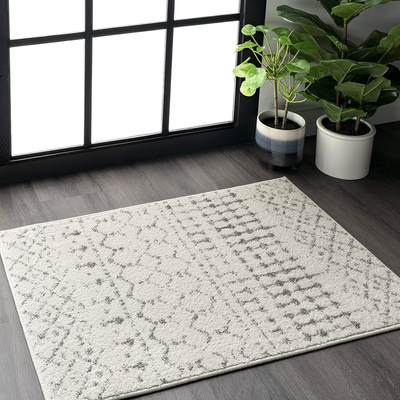 nuLOOM Moroccan Blythe , 2' 8" x 8', White And Black