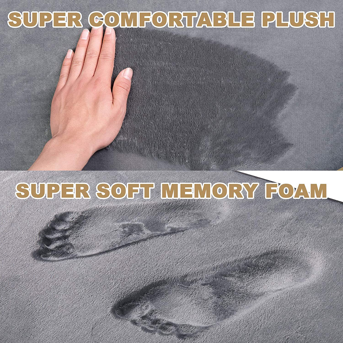 Memory Foam Bath Mat Rug, Comfortable Super Absorbent Machine Wash Non-Slip Thick Bathroom Rug