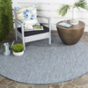 Safavieh Courtyard Collection CY8022 Indoor/ Outdoor Non-Shedding Easy Cleaning Patio Backyard Porch Deck Mudroom Area Rug, 5'3" x 5'3" Round, Navy / Grey