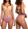 6 Pack Women's Sexy Lace Cotton Thongs Low Waist Underwear Soft Seamless Panties