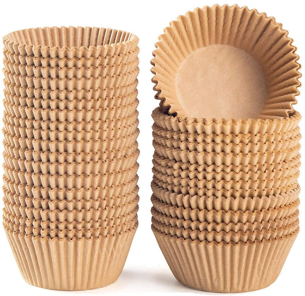 Caperci Standard Natural Cupcake Liners 500 Count, No Smell, Food Grade & Grease-Proof Baking Cups Paper