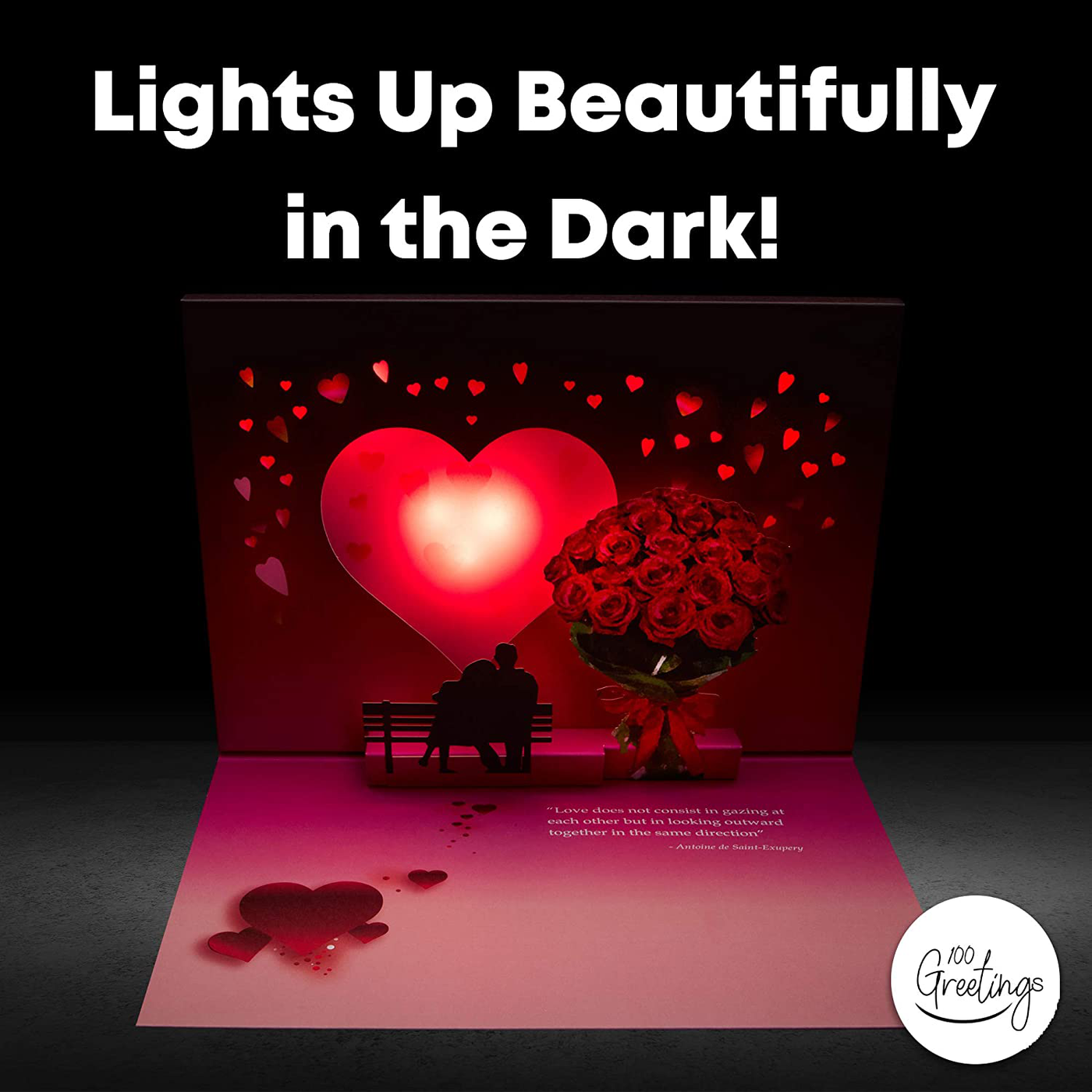 100 Greetings LIGHT & MUSIC Pop Up Happy Anniversary Card - Plays Song 'Just The Two of Us' - Happy Anniversary Cards for Husband - Wedding Anniversary Present for Wife - Gift for Her & Him