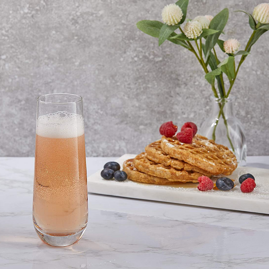 Set of 8 Stemless Crystal Champagne Flutes 9.4oz each