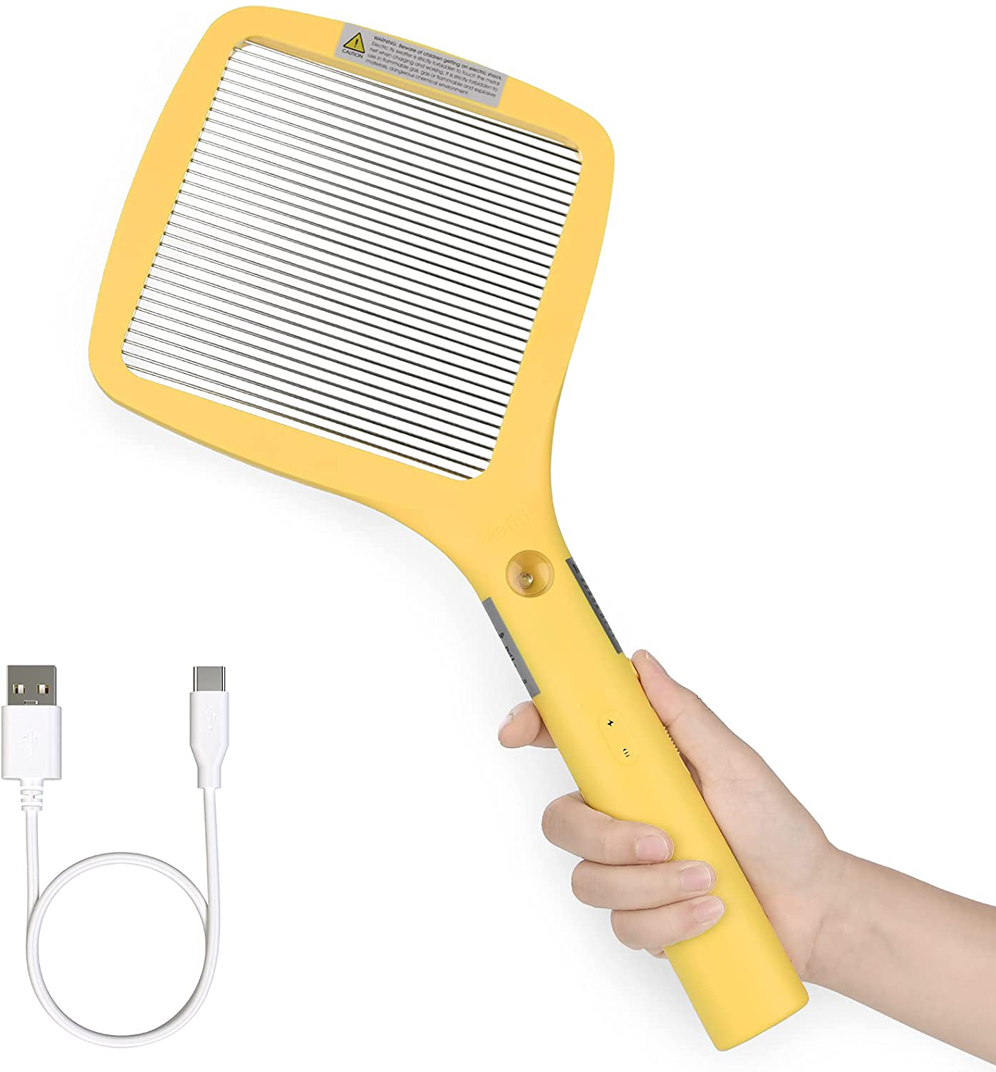 mafiti Electric Fly Swatter, Mosquito Zapper, Bug Zapper Racket Fly Killer Indoor Outdoor, Rechargeable, Light, Pest Control, Camping Accessories (Yellow)