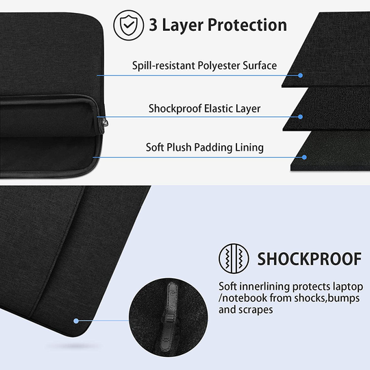 14 Inch Laptop Sleeve Case Waterproof Portable Laptop Case with Accessory Bag Protective Tablet Laptop Bag Compatible with 14" MacBook Air/Pro,14" HP/Dell/Asus /Acer/MSI Notebook, Black
