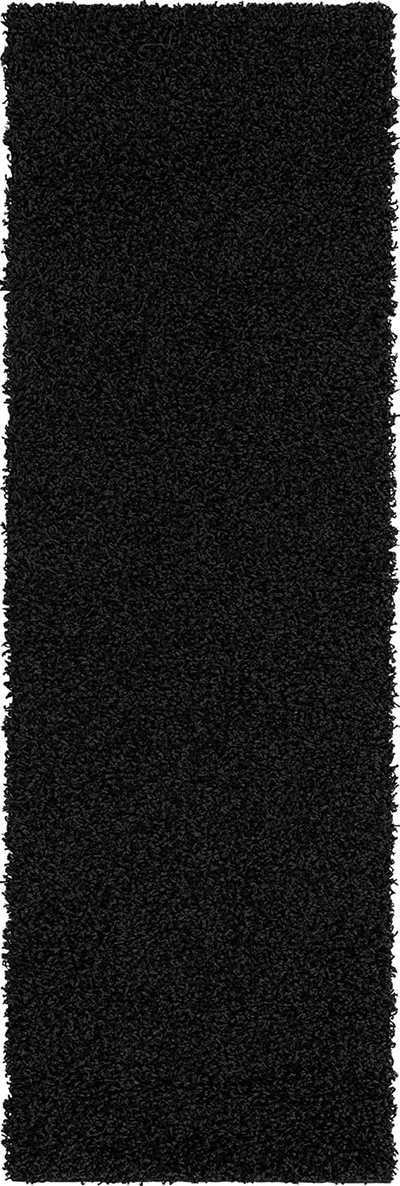 Unique Loom Solo Solid Shag Collection Area Modern Plush Rug Lush & Soft, 2' 2" x 6' 5", Jet Black