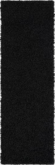Unique Loom Solo Solid Shag Collection Area Modern Plush Rug Lush & Soft, 2' 2" x 6' 5", Jet Black