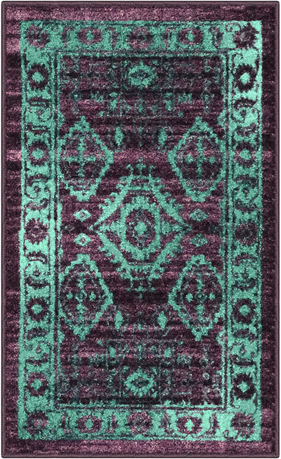 Maples Rugs Georgina Traditional Kitchen Non Skid Accent Area Rug [Made in USA], Winberry/Teal, 1'8 x 2'10