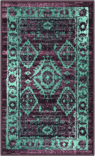 Maples Rugs Georgina Traditional Kitchen Non Skid Accent Area Rug [Made in USA], Winberry/Teal, 1'8 x 2'10