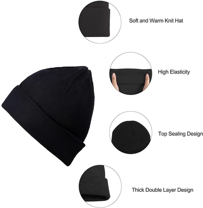 Gotneto Beanie for Men Women Cuffed Cap Unisex Knit Hat Winter Slouchy Beanie Plain Beanies Soft Skull Cap Daily Beanie Hat