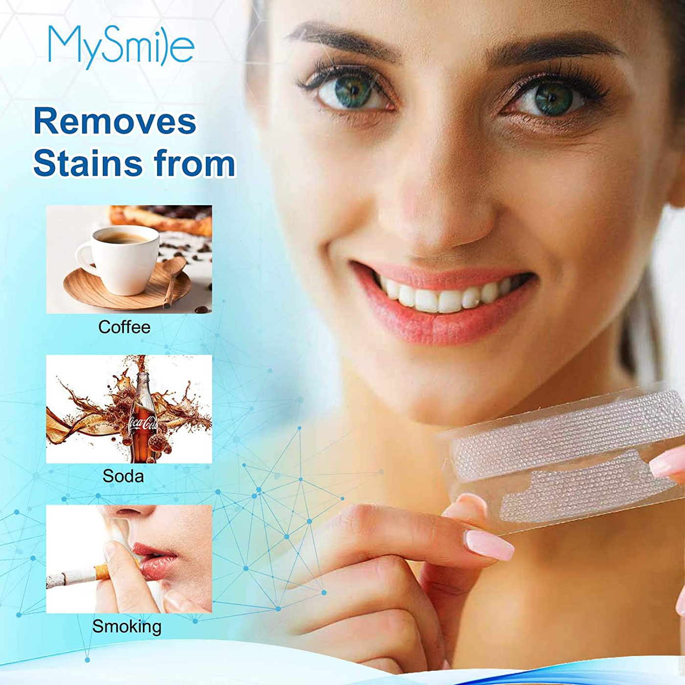 MySmile Teeth Whitening Strips, 28 White Strips Teeth Whitening Kit, Non-Sensitive 14 Sets Teeth Whitener for Tooth Whitening, Helps to Remove Smoking Coffee Soda Wine Stain, Up to 10 Shades Whiter