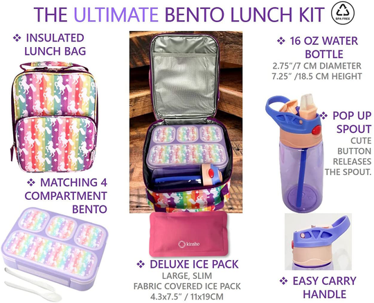 Bento Lunch Boxes Snack Containers | Leakproof Portion Lunch-Box Set for Kids Boys Girls Adults Lunches | BPA Free Microwave and Food Safe | Blue Purple Large 2 pack