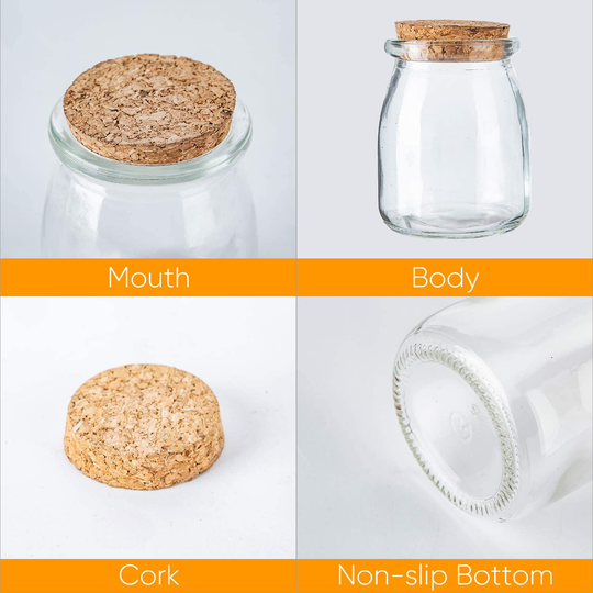 Mini Yogurt Jars 30 Pack, 7 oz Glass Favor Jars with Cork Lids, Glass Pudding jars, Glass Containers with Lids, Mason Jar Wedding Favors Honey Pot with Label Tags and String