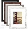 8x10 Picture Frame Distressed Farmhouse Wood Pattern Set of 4 with Tempered Glass,Display Pictures 5x7 with Mat or 8x10 Without Mat, Horizontal and Vertical Formats for Wall and Table Mounting