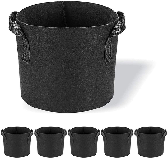 5 Pack Grow Bags Heavy Duty Thickened Non-Woven Aeration Fabric Pots with Strap Handles