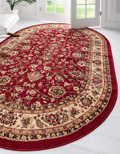 Unique Loom Kashan Traditional Floral Area Rug, 3 Feet 3 Inch x 5 Feet 3 Inch, Burgundy/Ivory