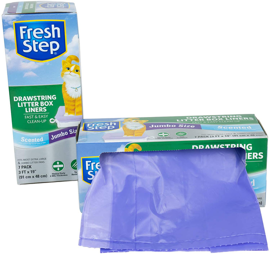 7 Count Fresh Step Drawstring Scented or Unscented Cat Litter Box Liners